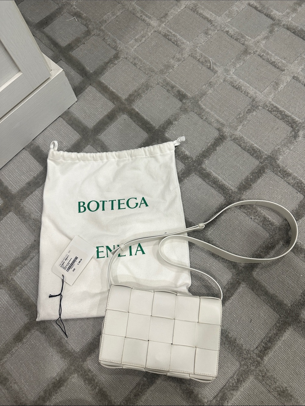 Bottega Veneta White Intrecciato Crossbody Bag